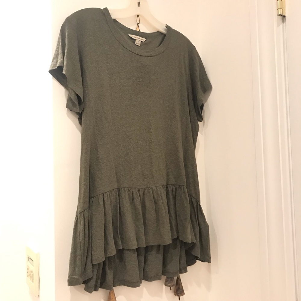 Cute linen green Peplum Top